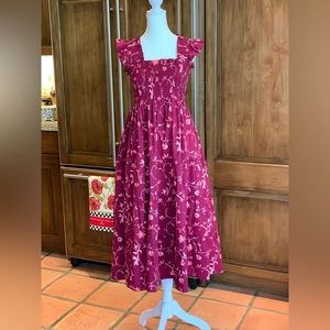 Hill House Ellie Nap Dress in burgundy botanical XS